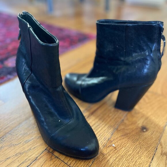 rag & bone women black leather Newbury heel boots Size 8 - Picture 1 of 4